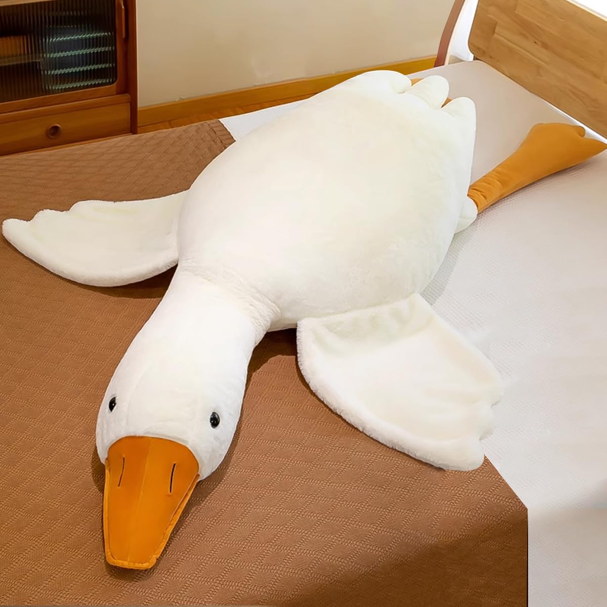 Werdast 19.5 Inches Goose Stuffed Animal Stuffed Goose Plush White Swan Throw Pillow Toy (White, 19.5')